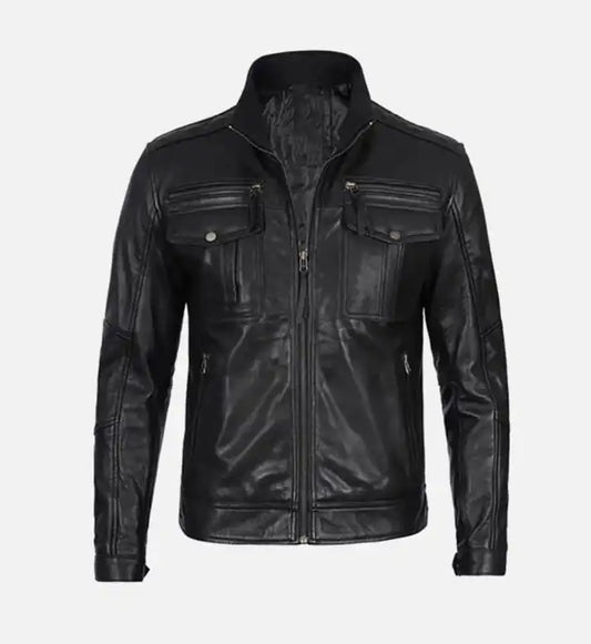 Moffit Men's Cafe Racer Real Leather Jacket