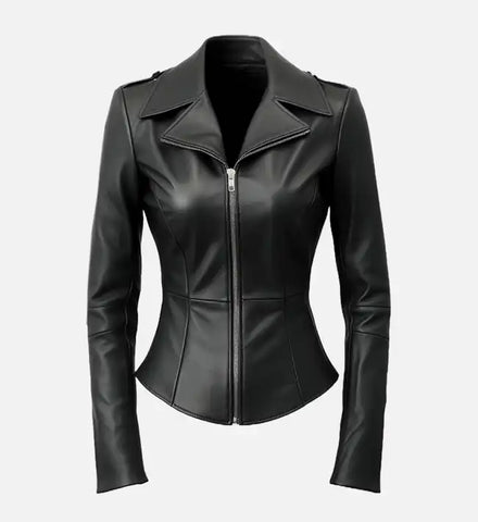 Women’s Black Asymmetrical Leather Jacket