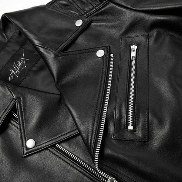 Women's Double Stich Leather Biker Jacket