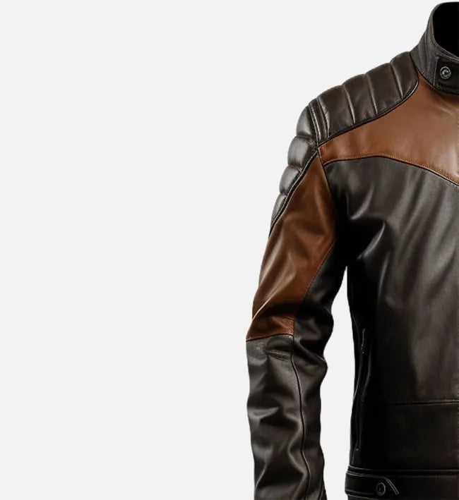 Men's Black Brown Biker Stylish Leather Jacket