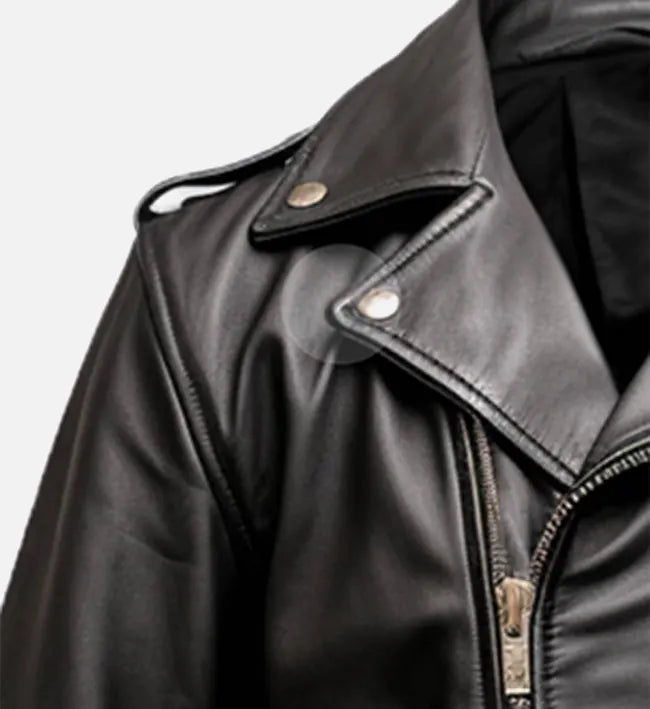 Men's Black Biker Genuine Leather Jacket