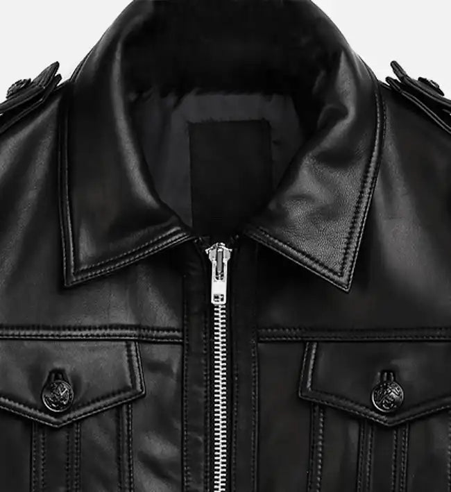 Men's Zip-Up Black Biker Leather Jacket