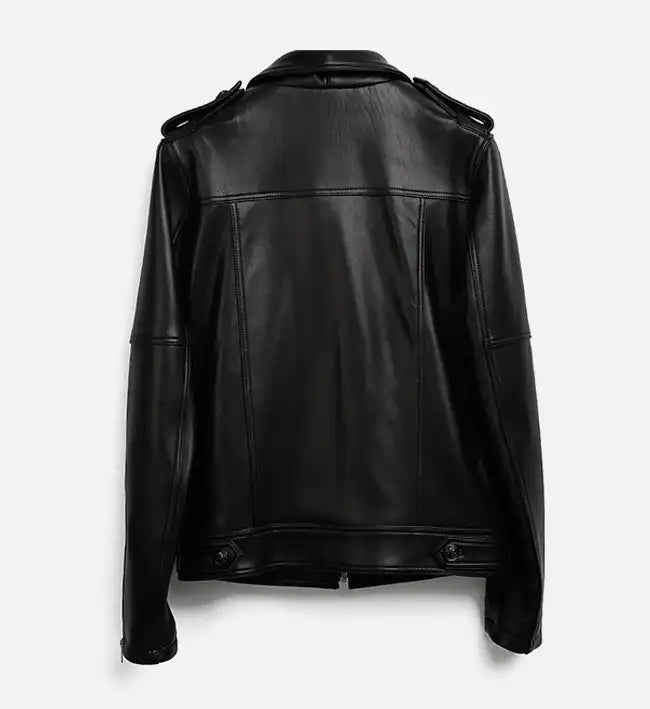 Men's Zip-Up Black Biker Leather Jacket