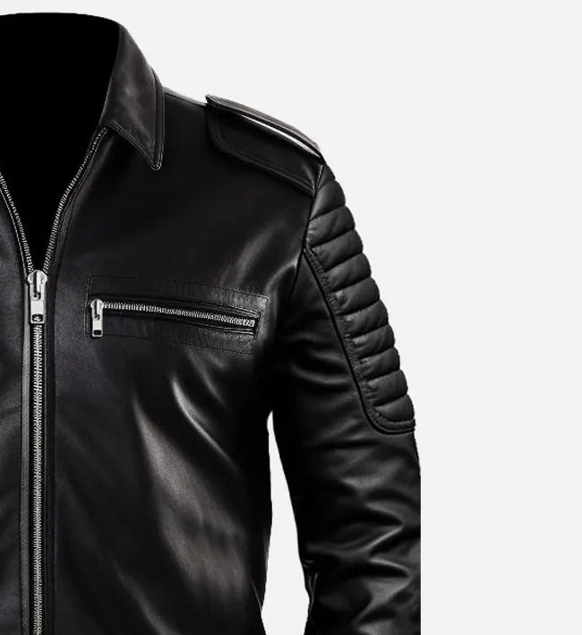 Men's Black Classic Biker Leather Jacket