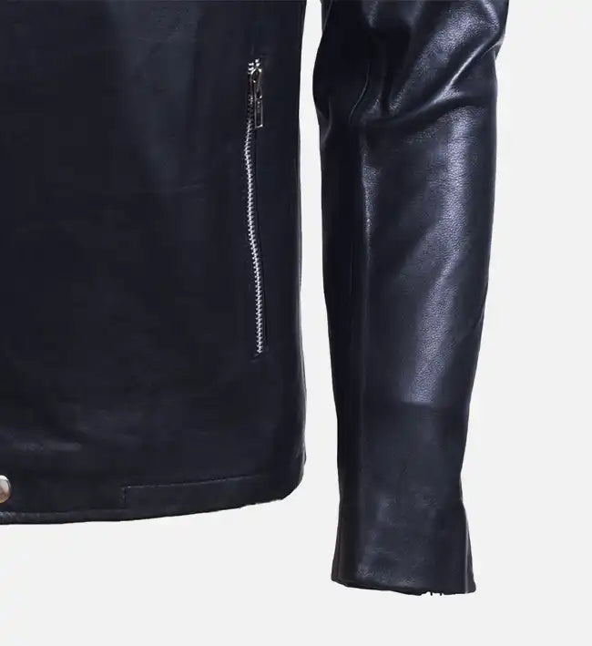 Men's Black Leather Biker Jacket