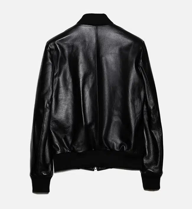 Men's Minimal Black Leather Jumper Jacket