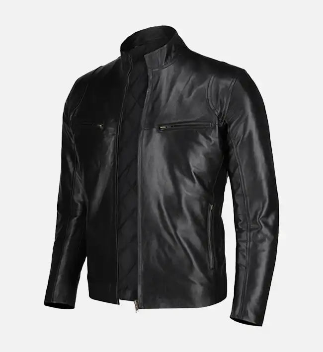 Men’s Slim Fit Black Leather Jacket