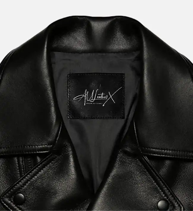 Men's All Black Zipper Biker Leather Jacket