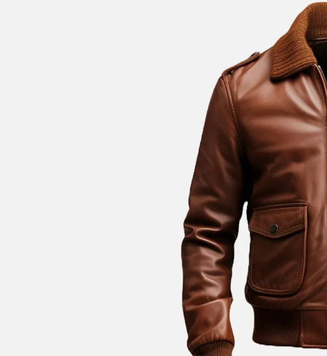 Men's Brown Bomber Aviator Leather Jacket