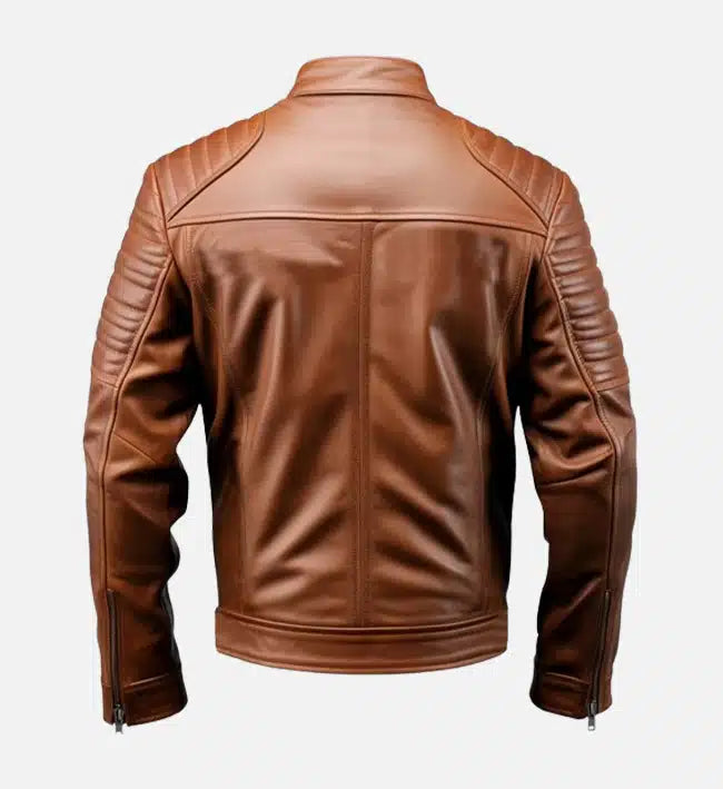 Men's Classic Brown Cafe Racer Leather Jacket