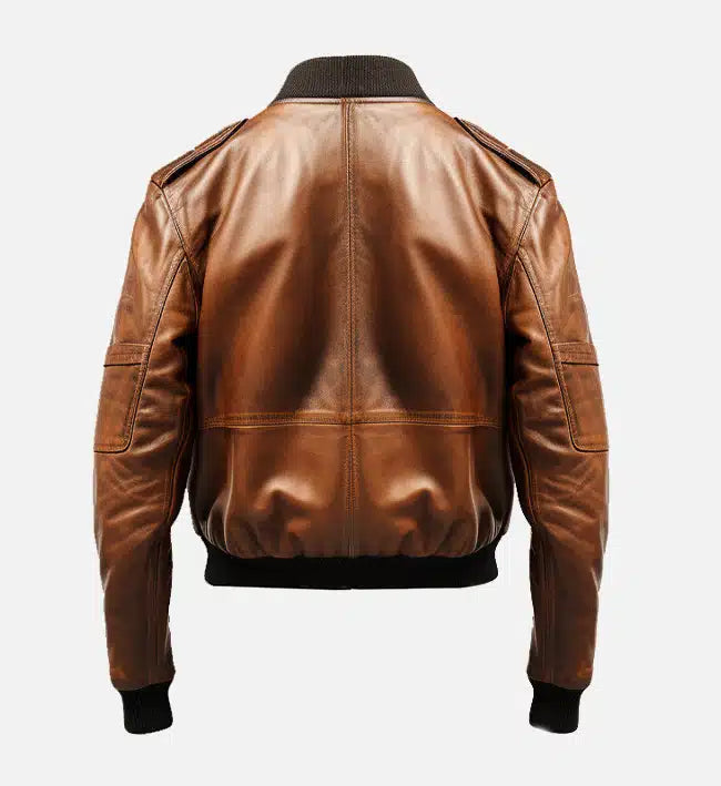 Men’s Distressed Brown Bomber Vintage Leather Jacket