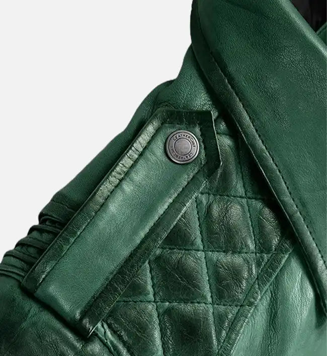 Women's Charlotte Burnt Green Leather Jacket