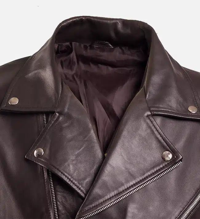 Men's Chocolate Brown Leather Biker jacket