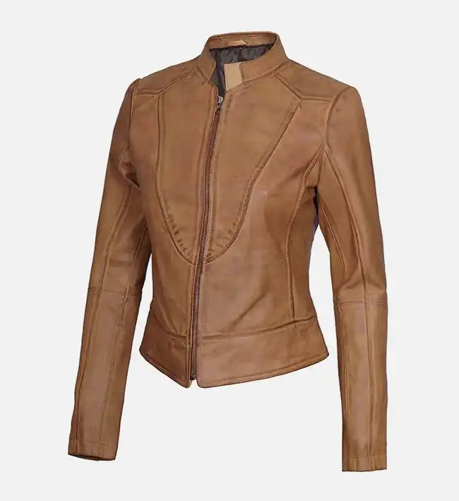 Ricki in Gigli Brown Leather Jacket