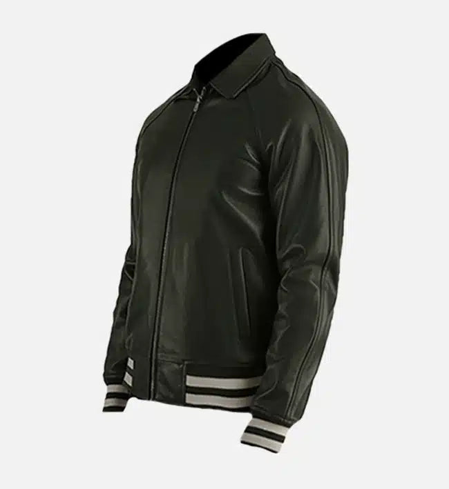 Men's Green Leather Varsity Jacket