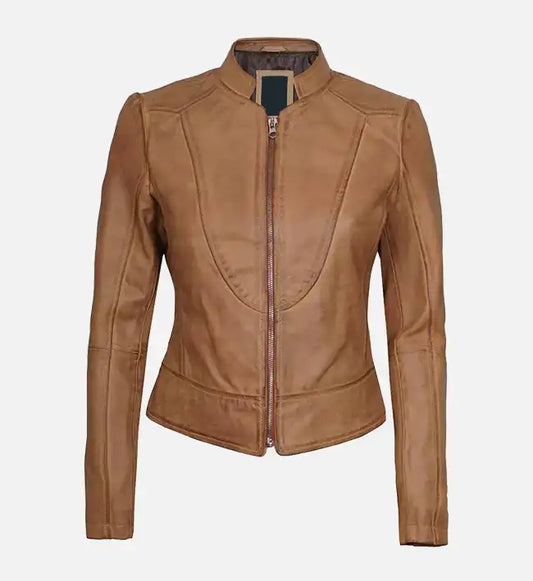 Ricki in Gigli Brown Leather Jacket