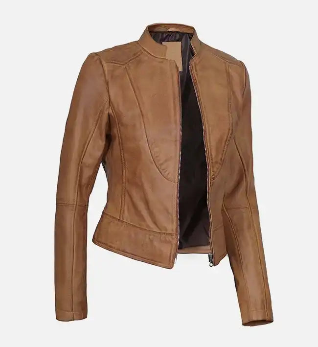 Ricki in Gigli Brown Leather Jacket