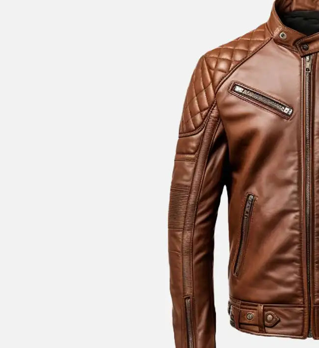 Men' Brown Racer Cafe Moto Leather Jacket