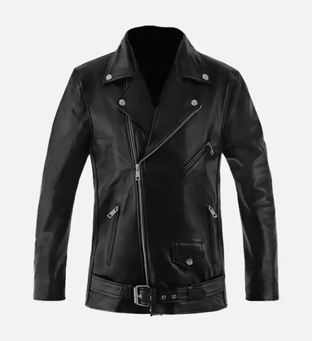 Men's Asymmetrical Black Biker Leather Jacket