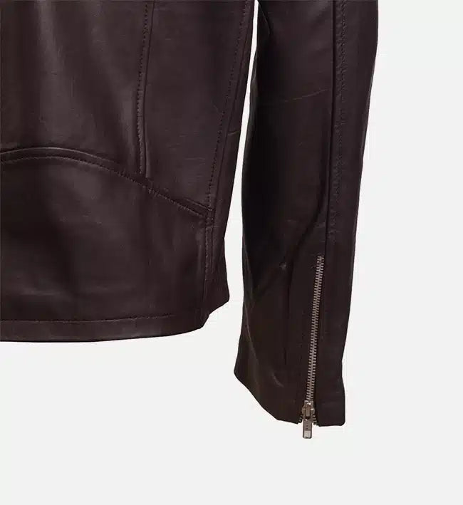 Men's Chocolate Brown Leather Biker jacket