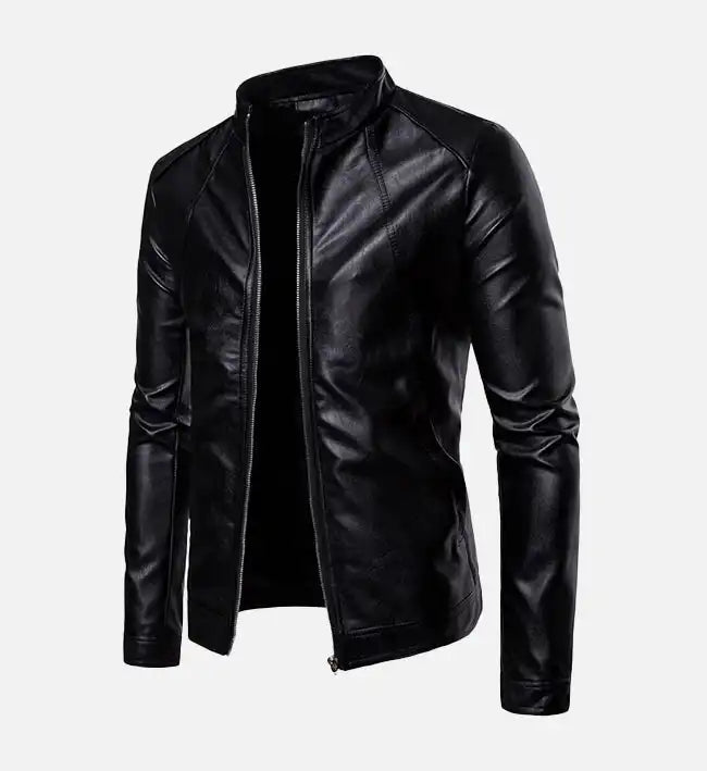 Men’s Classic Slim Fit Black Leather Jacket