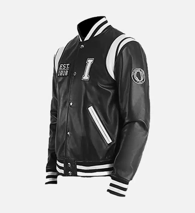 Men's Illinois Black Leather Varsity Jacket