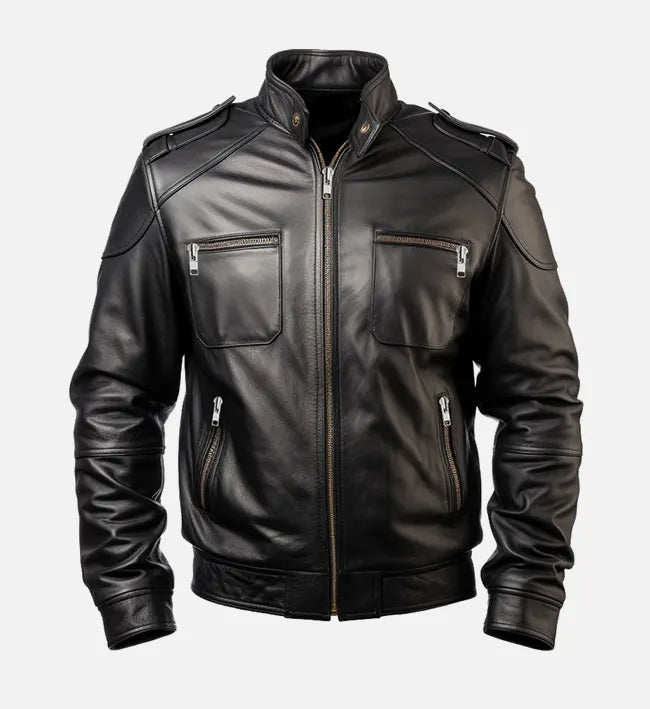 Men's Black Biker Leather Jacket