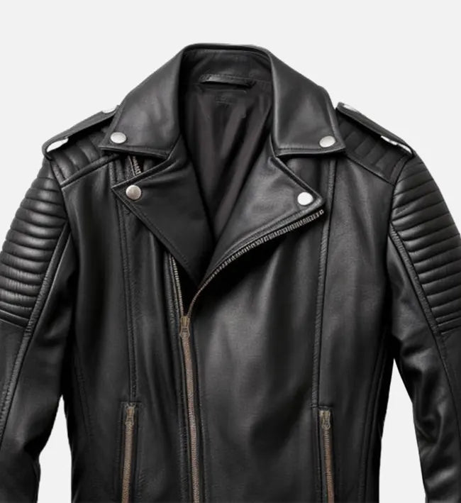 Men's Real Leather Black Biker Jacket