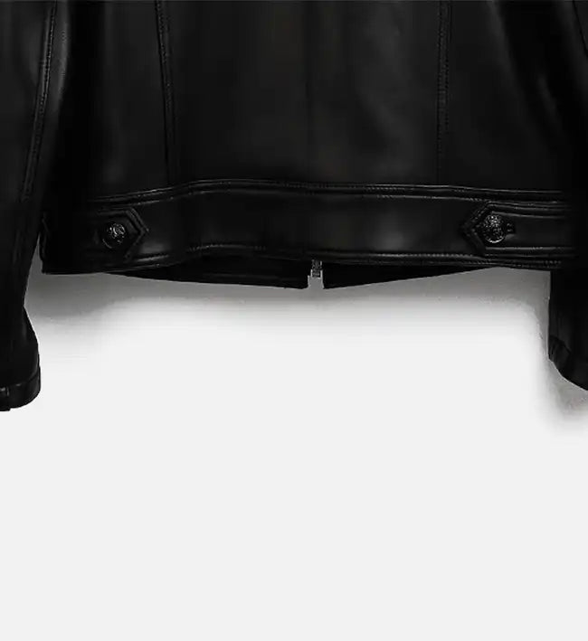 Men's Zip-Up Black Biker Leather Jacket