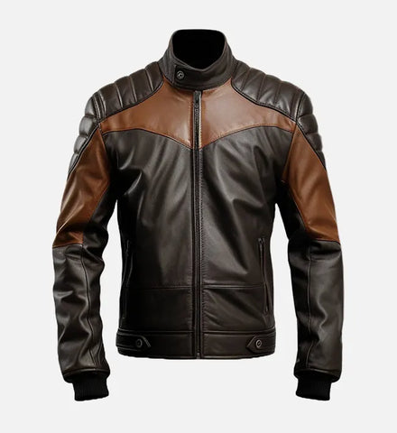 Men's Black Brown Biker Stylish Leather Jacket