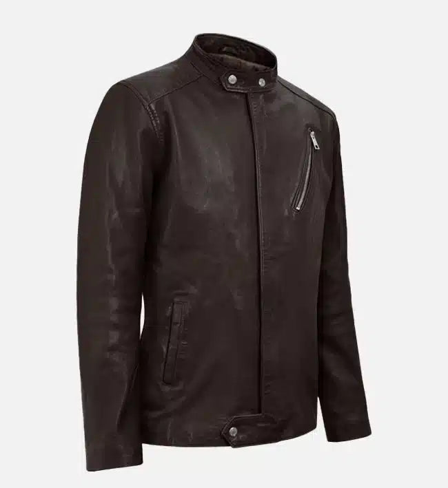 Men's Moto Brown Biker Leather Jacket