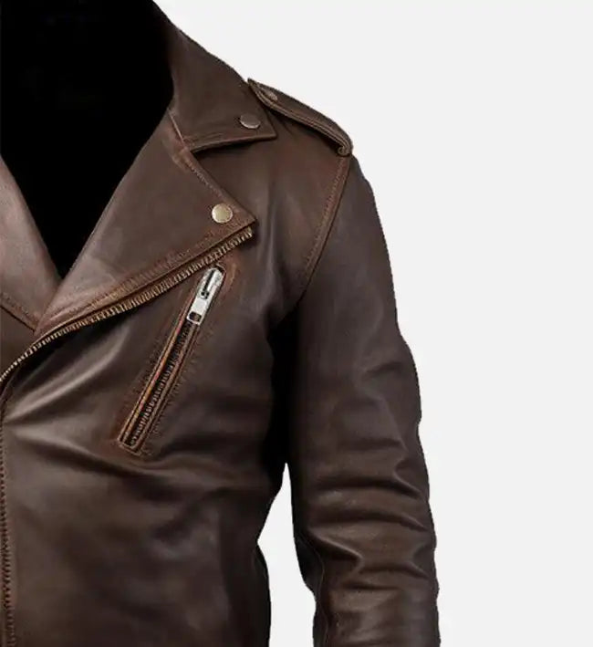 Men's Slimfit Rider Brown Leather Jacket