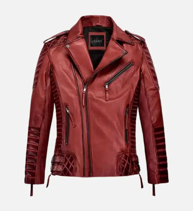 Men's Charles Burnt Red Leather Jacket