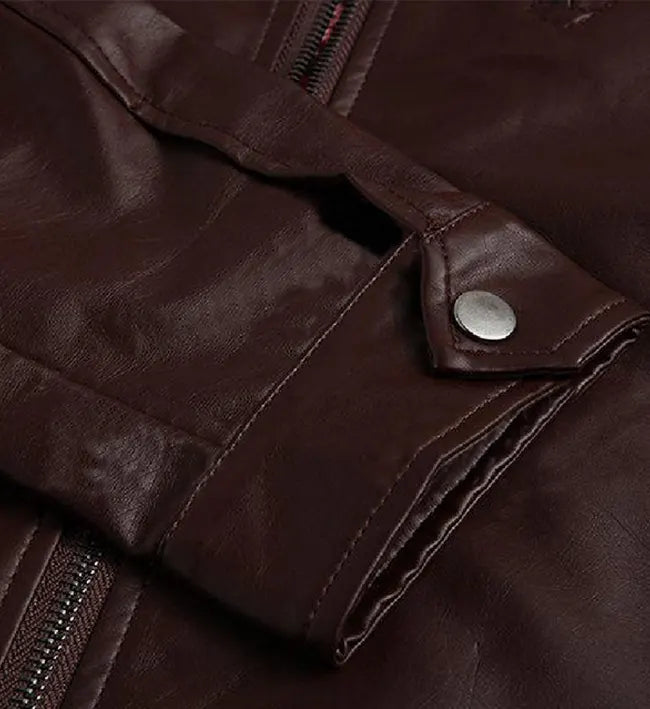 Mens Premium Dark Brown Leather Cafe Racer Jacket