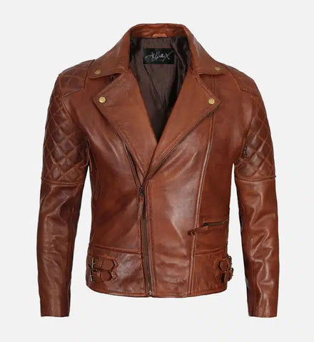 Men's Dark Brown Quilted Asymmetrical Biker Leather Jacket