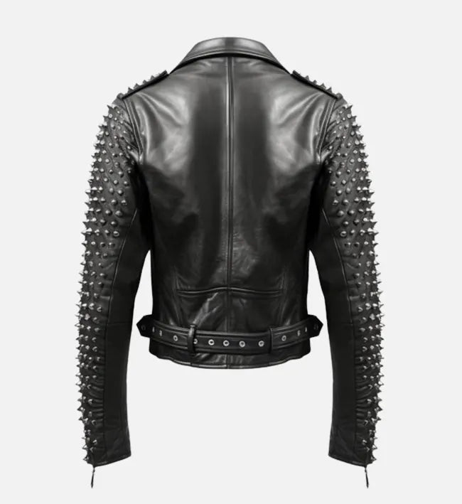 Men's Black Studded Biker Stylish Leather Jacket