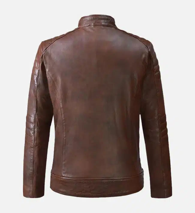 Men's Moto Spanish Brown Biker Leather Jacket