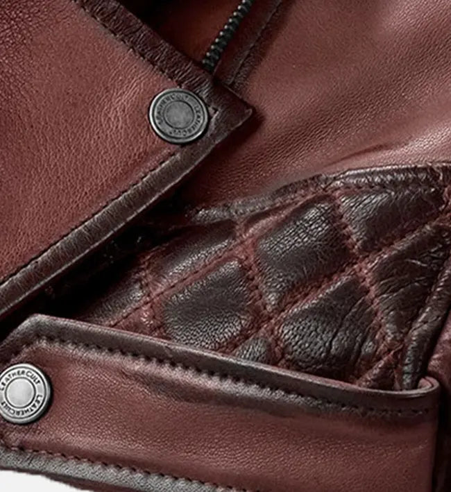 Men's Burnt Maroon Biker Leather Jacket