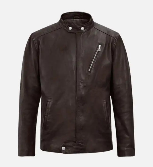 Men's Moto Brown Biker Leather Jacket