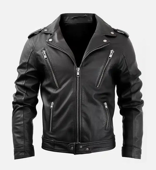 Men's Nifty Black Leather Biker Jacket