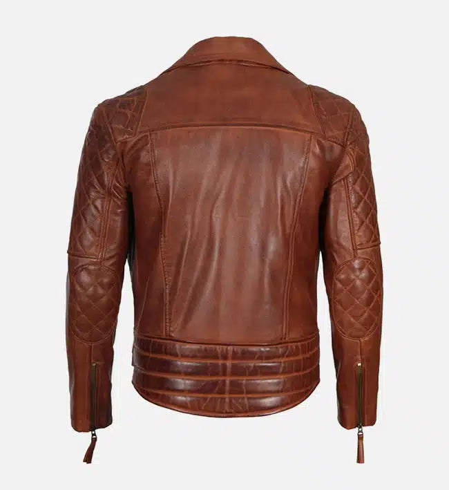 Men's Dark Brown Quilted Asymmetrical Biker Leather Jacket