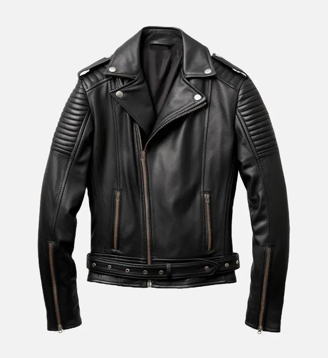 Men's Real Leather Black Biker Jacket