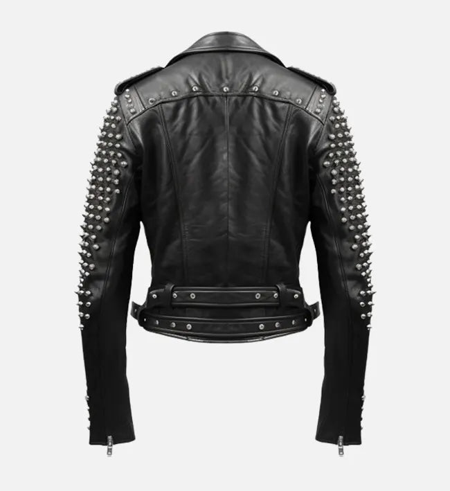 Men's Black Stud Biker Leather Jacket