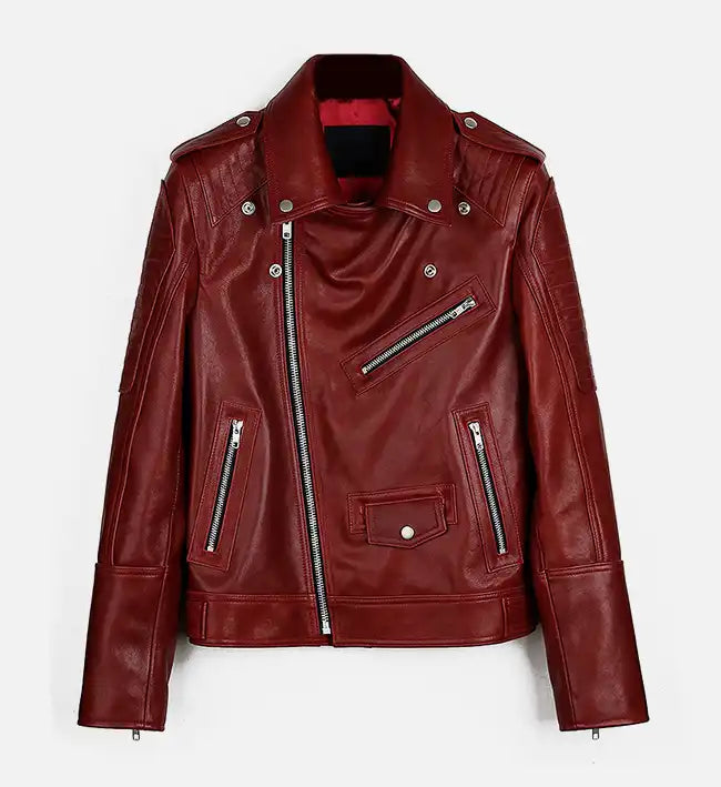 Men’s Red Runway Biker Leather Jacket