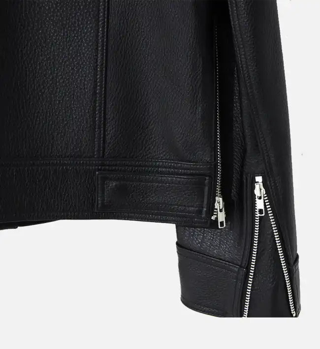 Men's Retro Zip-Up Side Zipper Leather Jacket