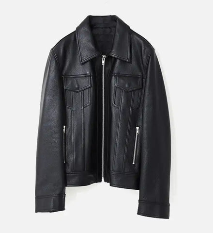 Men's Retro Zip-Up Side Zipper Leather Jacket