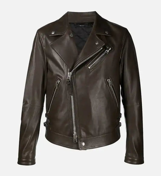 Men's Slim Fit Brown Biker Jackets