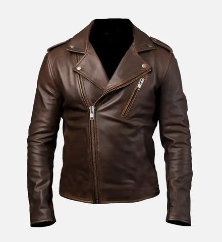 Men's Slimfit Rider Brown Leather Jacket