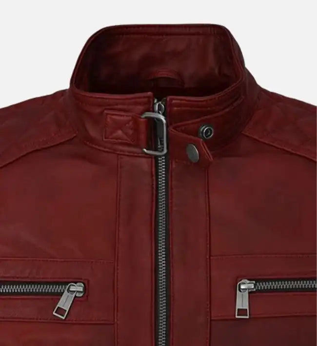 Men's Spanish Red Leather Jacket