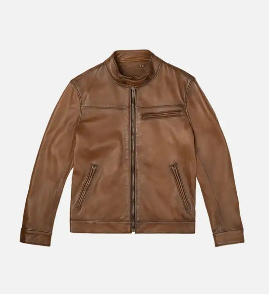 Men's Walnut Brown Biker Jacket